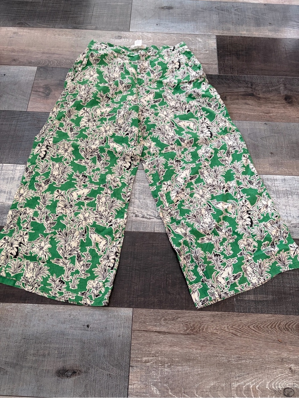 C&C California Linen Tropical Print Wide Leg Pants Medium